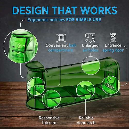 Miniatura 2 de Trazon Trampas para ratones humanas que atrapan y liberan que funcionan, trampas para ratones vivos que no matan, trampas reutilizables para ratones