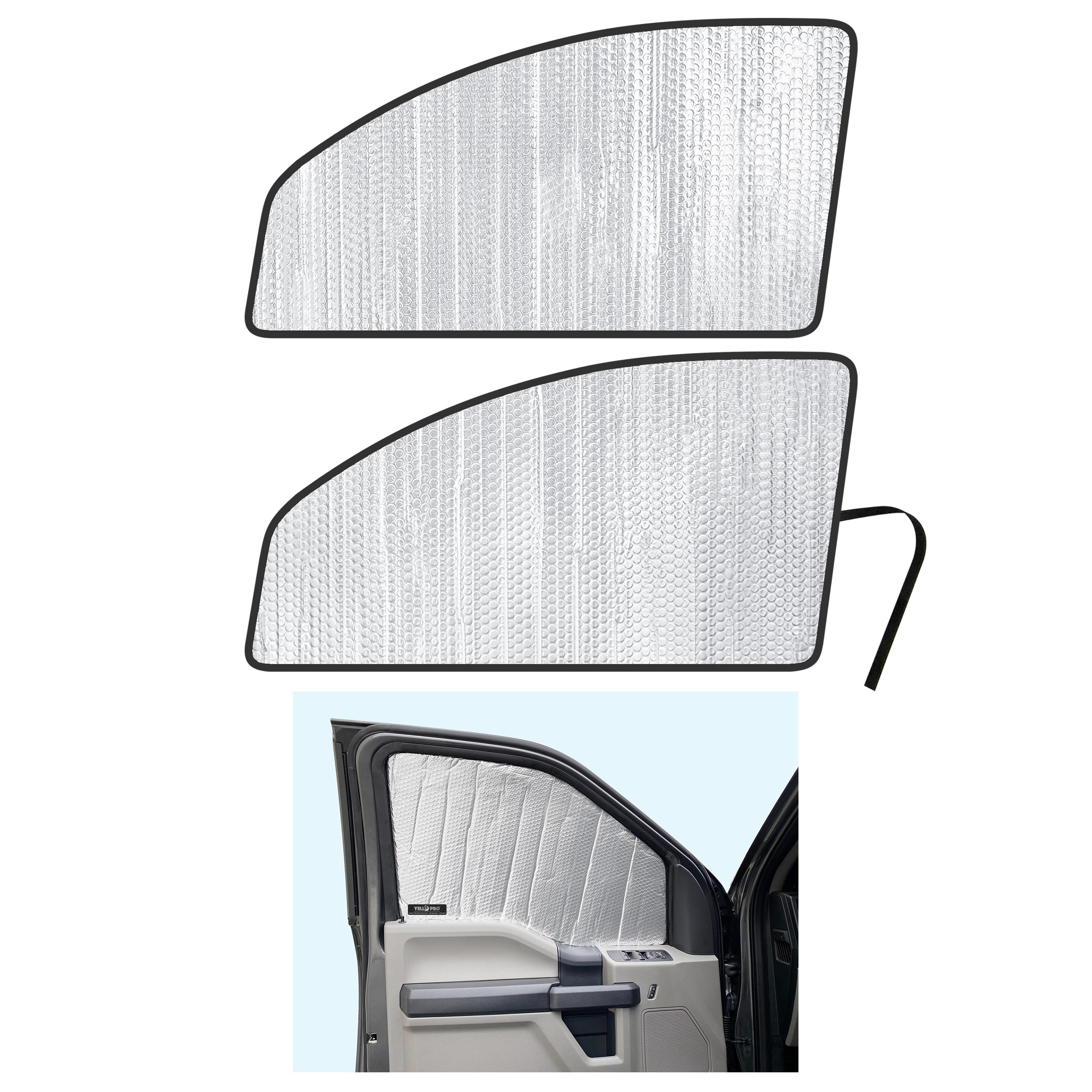 Side Window Front Seat Reflective Sunshade Custom Fit for 2015 2016 2017 2018 2019 2020 Ford F-150 F150 - Regular Cab - Super Cab - Super Crew Cab - Crew Cab - 2Dr 4Dr Pickup (2PCS) (NOT for E-series)