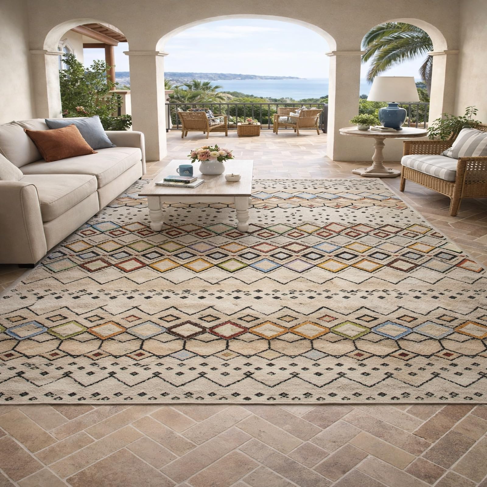 Tapis de salon poils ras 120 x 200 cm facile à nettoyer pour décoration moderne