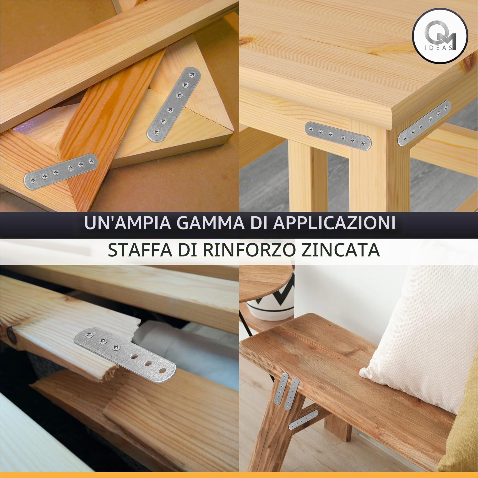 20 x Piastre di giunzione per riparazione ( 60 x 16 x 1.5 ) Connettore di fissaggio per mobili in legno, Zincato Argento