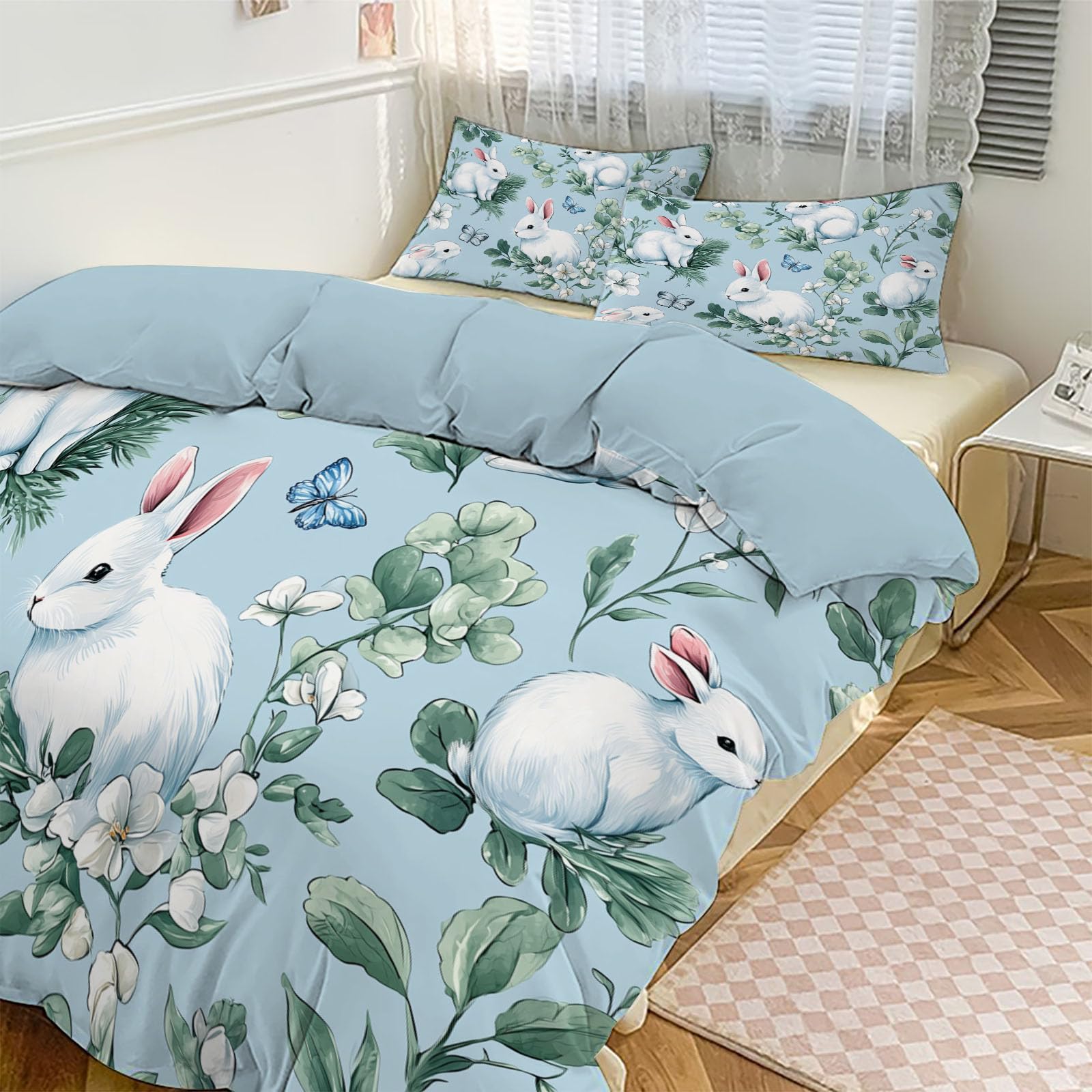Housse de couette lapin 200x200 pour une chambre nature et cosy