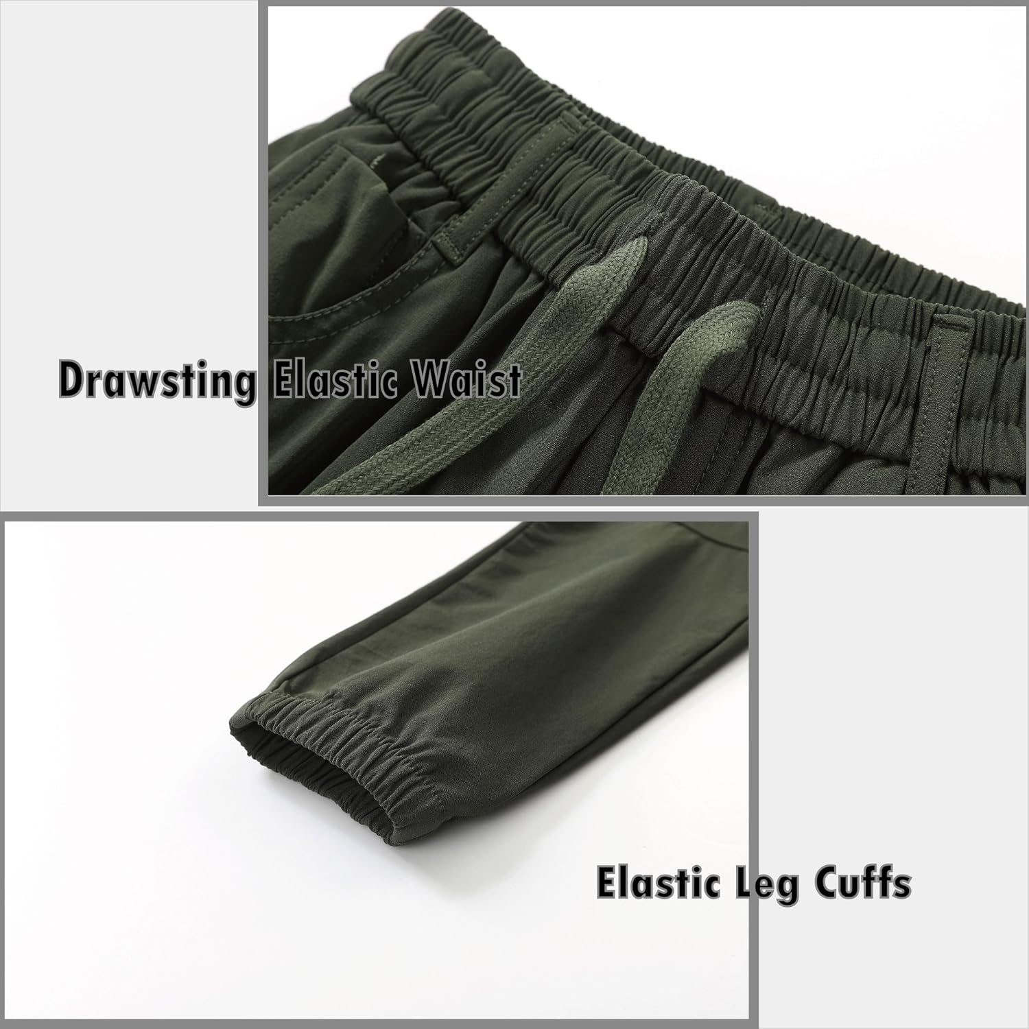 Boys Cargo Joggers Pants Stretch Elastic Waist Drawstring Kids' Hiking Pants Youth Tapered Sweatpants 6 Pockets - Image 4