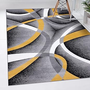 2305 Geometric Abstract Blue 2x7 Area Rugs for Entryway