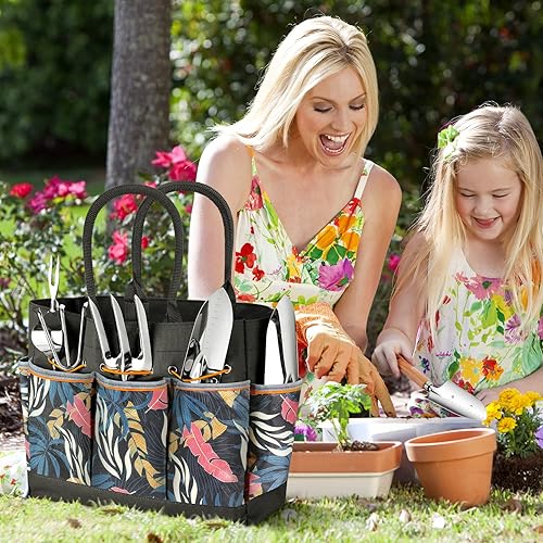 Miniatura 7 de Herramientas de jardinería 9 piezas de herramientas de mano de jardín resistentes con herramientas de jardín de moda y duradera, bolsa organizadora