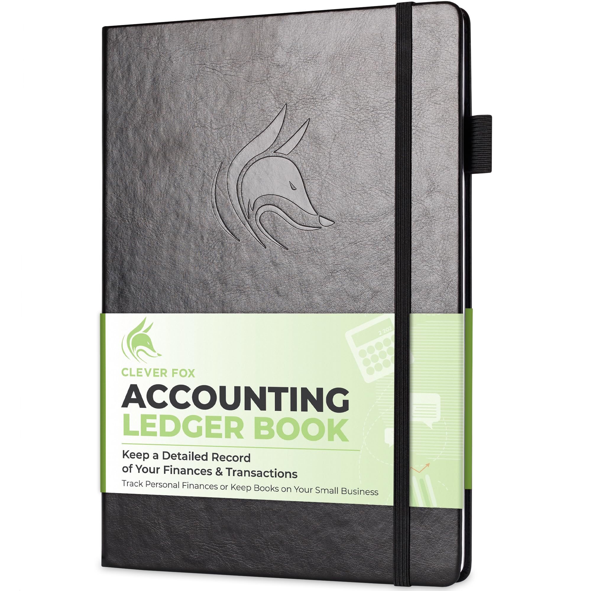 Clever Fox Accounting Ledger Book – Accounting Book for Small Businesses & Personal Use – Columnar Account Book Ledger for Tracking Money, Expenses, Deposits & Balance – Large, 7x10″ (Black)
