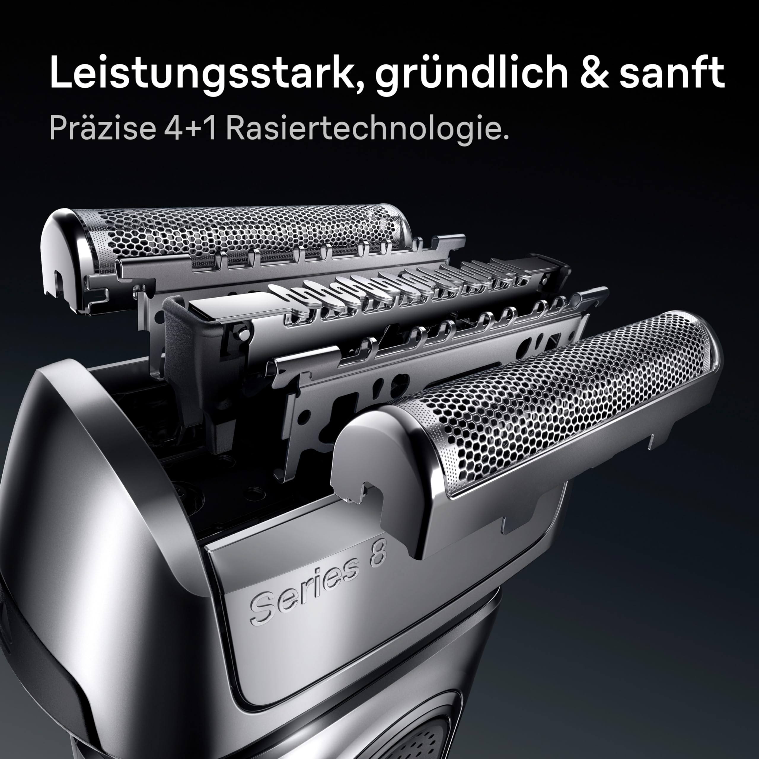 Braun Rasierer Herren Elektrisch Series 8, 8617s, Silber | Elektrorasierer, 4+1 Scherkopfelemente, Barttrimmer, 60 Min. Akku, Wasserdicht, Made in Germany, Inkl. Reiseetui, Ladestation