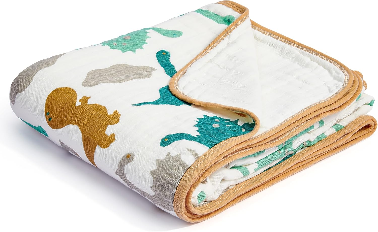 ZPECC Muslin Toddler Blanket Thicker, 47x47 Organic Cotton Kids Quilt Hypoallergenic for Baby Essentials Crib Stroller Daycare Cot, Dinosaur