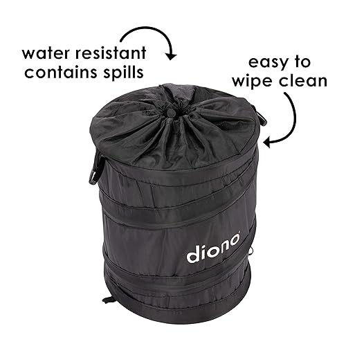 Miniatura 4 de Diono Cubo de basura desplegable plegable portátil pequeño a prueba de fugas perfecto para mantener el auto limpio negro