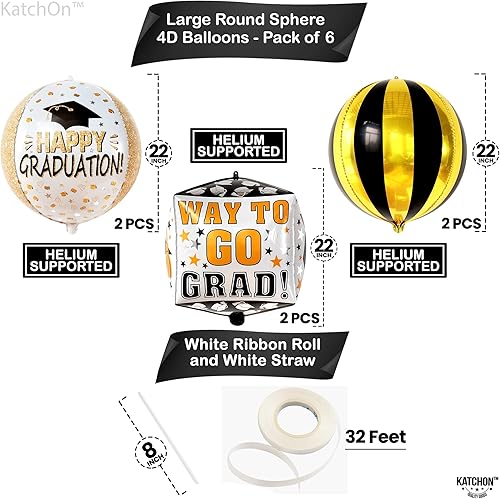 Miniatura 6 de KatchOn, Globos de graduación de 22 pulgadas, paquete de 6 con globos dorados de graduación de discoteca 2023, paquete de 6, 22 pulgadas, globos de