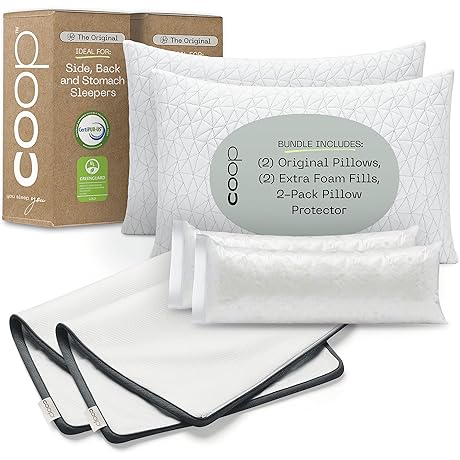 You'll Fall Asleep Faster with Coop Home Goods Original Pillow and Protector Queen Bundle
