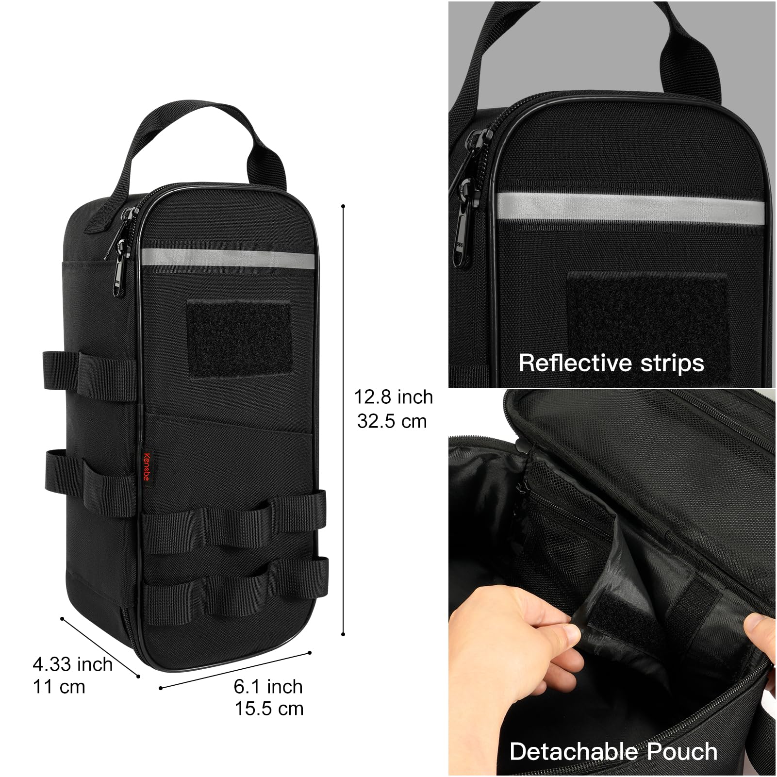 KENOBE Heavy Duty Small Tool Bag with Carabiner, Portable Utility Organizer Case with Handle - Image 3