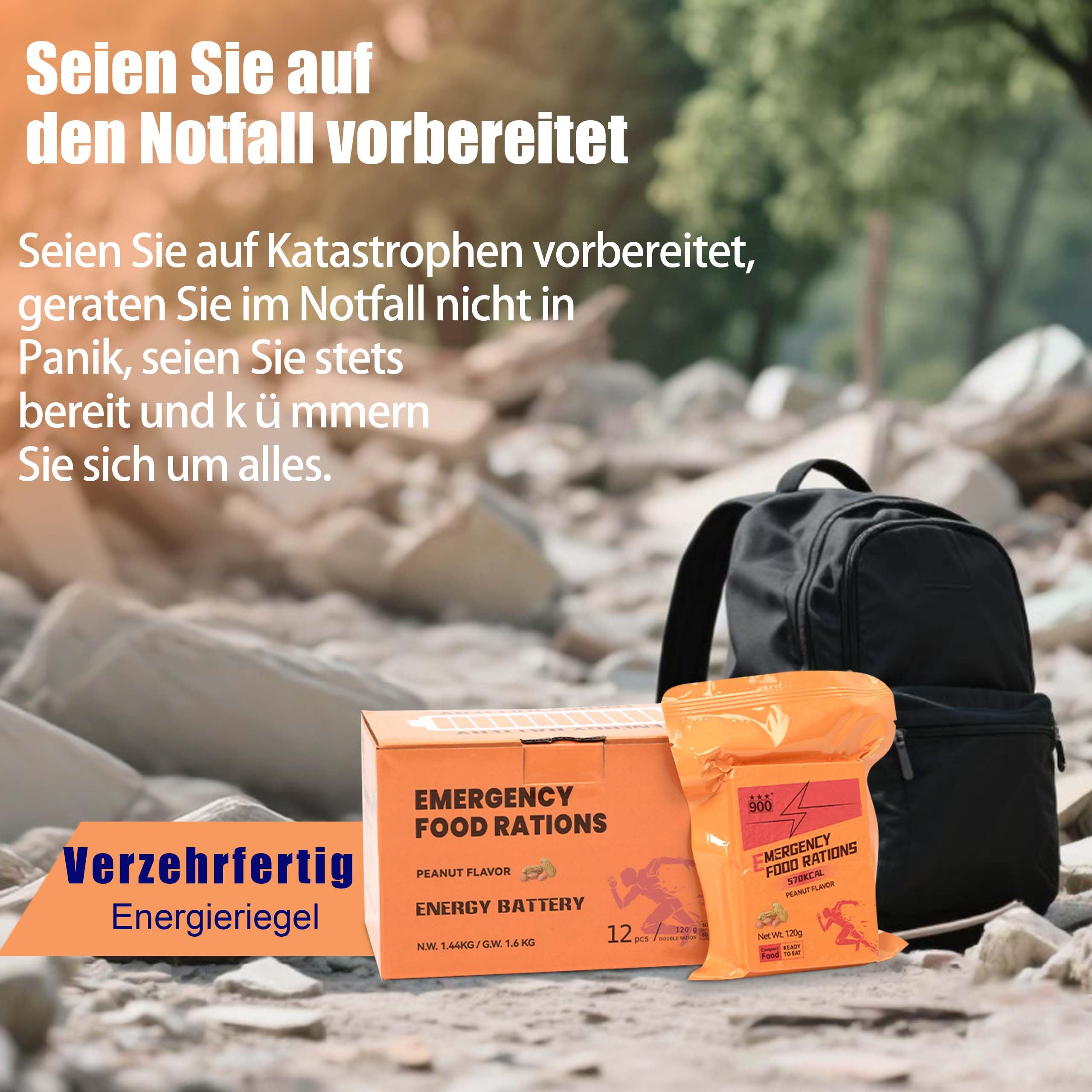 Notfall-Nahrungsmittelversorgung – Erdnuss-Hardtack, Mre Meals Military 2025, Notfall-Mahlzeiten, Survival-Riegel, Camping, Wandern, Überlebensnahrung, kalorienreiche Riegel, 12 Stück, lange