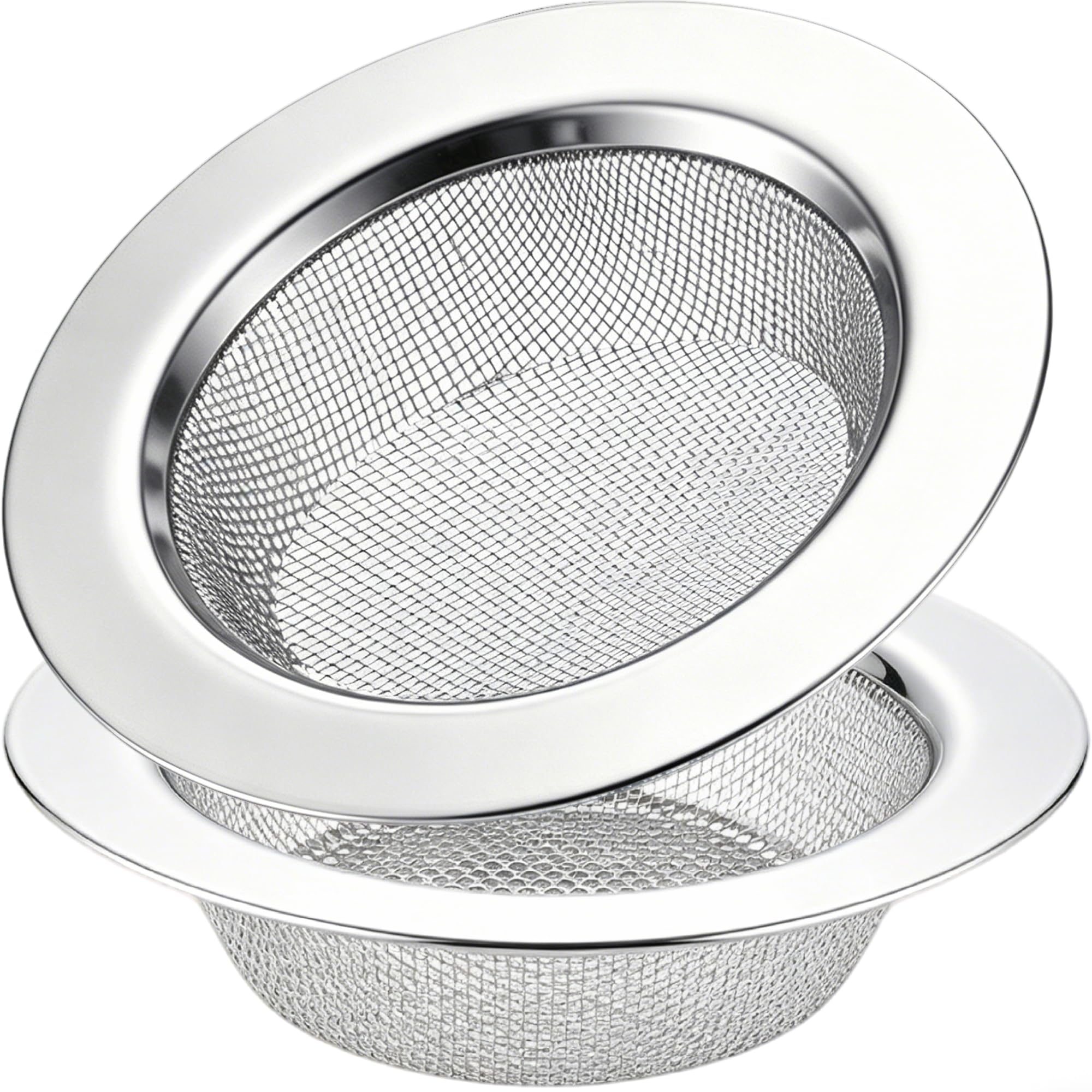 LASSHSWA 2 PCS Kitchen Sink Strainer Stainless Steel, Kitchen Sink Drain Strainer， Sink Strainers with Large Wide Rim 4.5" Diameter for Kitchen Sinks