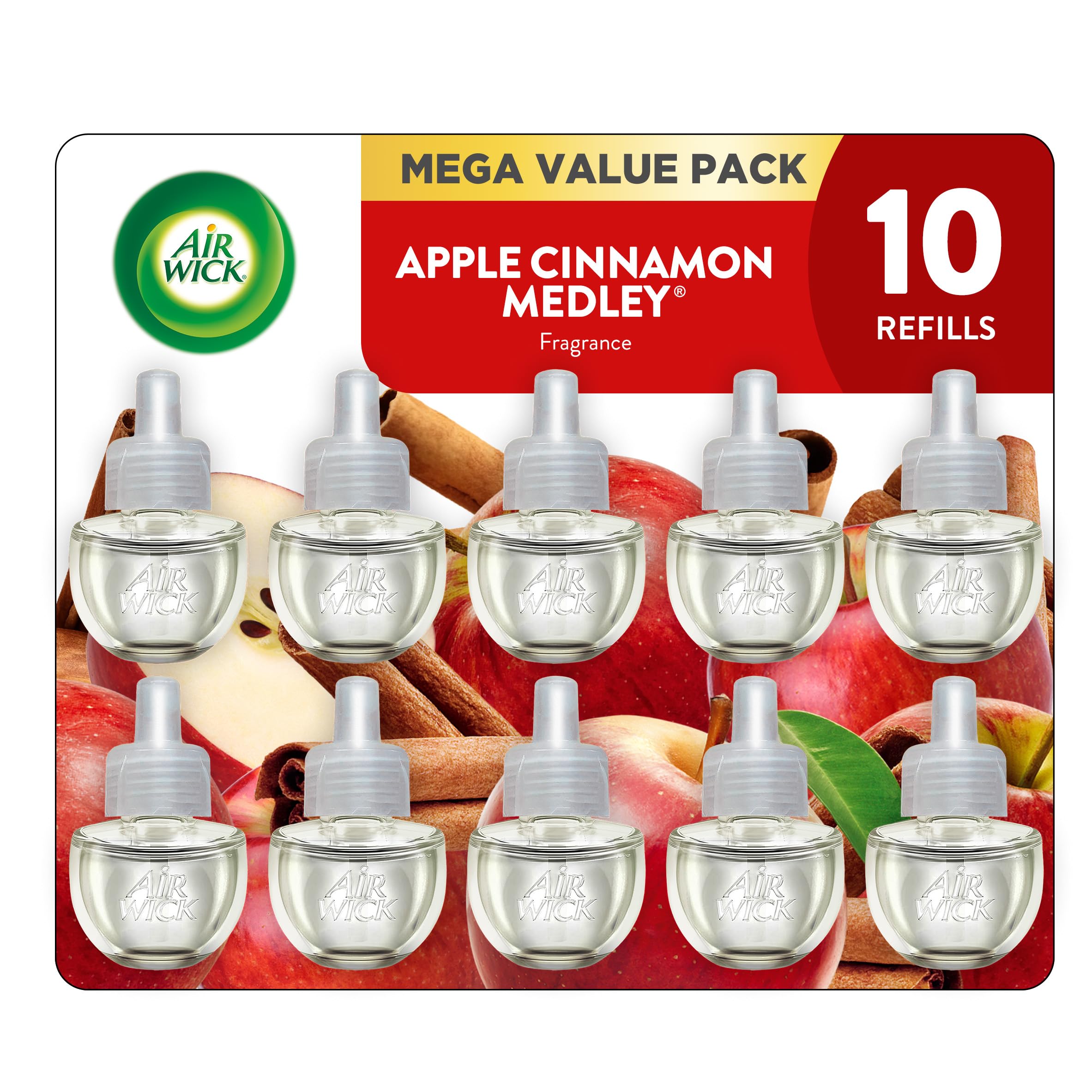 Air Wick Plug in Scented Oil 10 Refills, Apple Cinnamon, Fall Scent, Fall Spray, Eco Friendly, Essential Oils, Air Freshener-picture-23