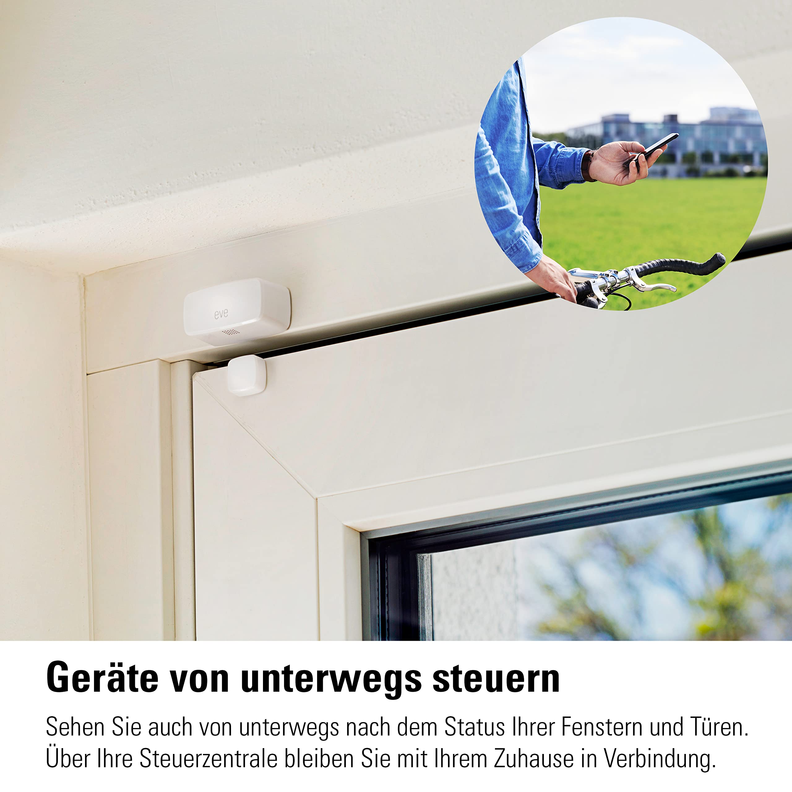 Eve Door & Window (Matter), Smarter Kontaktsensor für Türen & Fenster, Sicherheit, aktiviert Geräte, kompatibel mit Alexa, Apple Home, Google Home, SmartThings, benötigt Thread Border Router