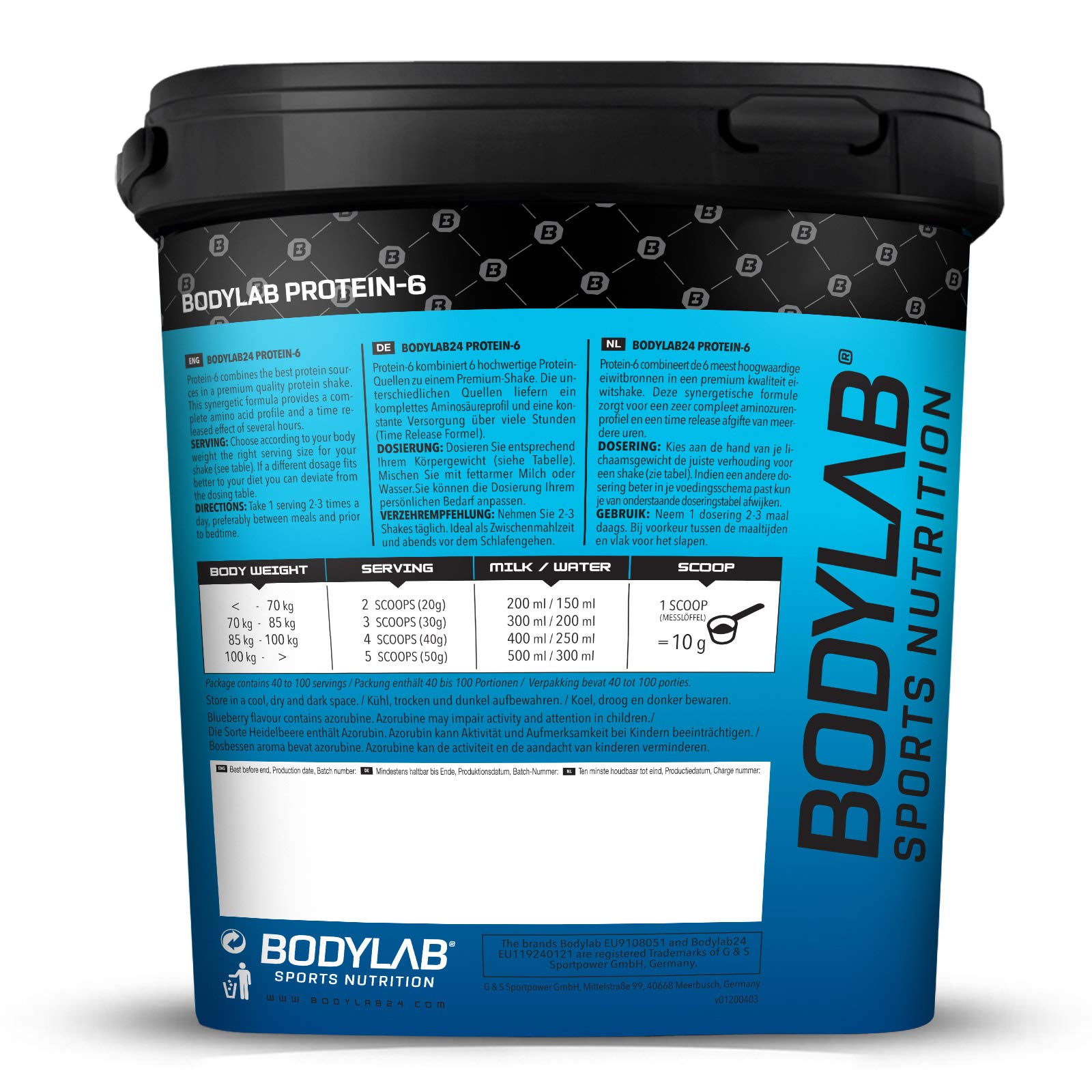 Bodylab24 Białko - 6 wanilii 2 kg/wieloskładnikowe białko waniliowe, białko w proszku z 6 wysokiej jakości źródeł białka/shake proteinowy do budowy mięśni