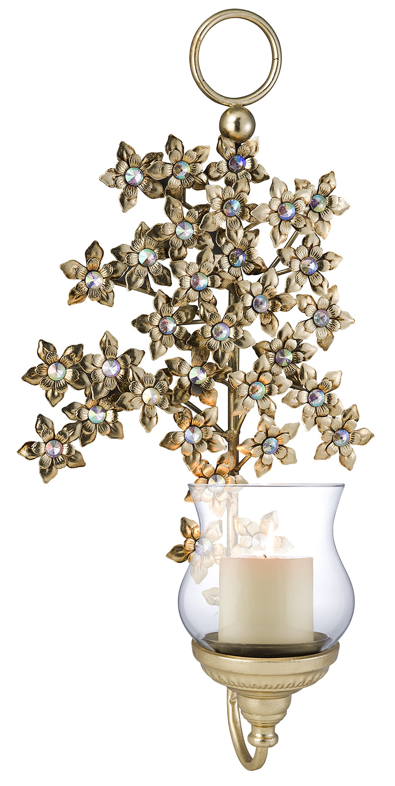 OK Lighting Virgo Orchid Wall Candleholder (Candle Not Included), 23.5"