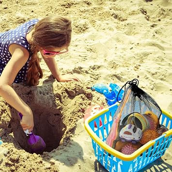 ALLY-MAGIC Large Mesh Drawstring Bag, Net Beach Tote Bag Mesh Stuff Sack Storage Bags with Drawstring for Swimming Beach Pool Sand Toys Equipment Travel and Sports Y7STCSD