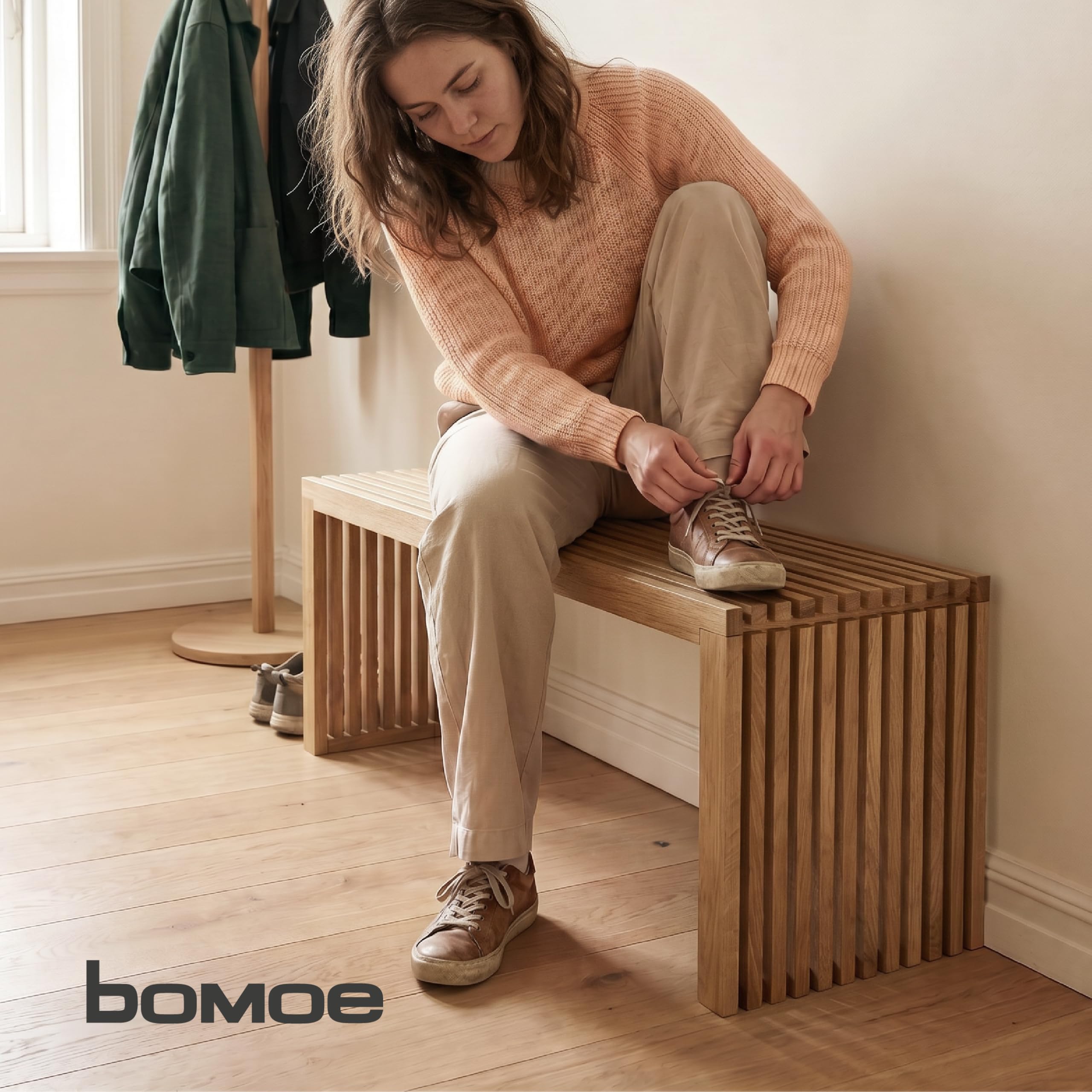 bomoe Panca Legno FSC® Rovere Massello Oliato a Doghe fino a 250 kg Cucina | 150x33x43cm look naturale per Ingresso Sala da Pranzo Panchina seduta Eichberg