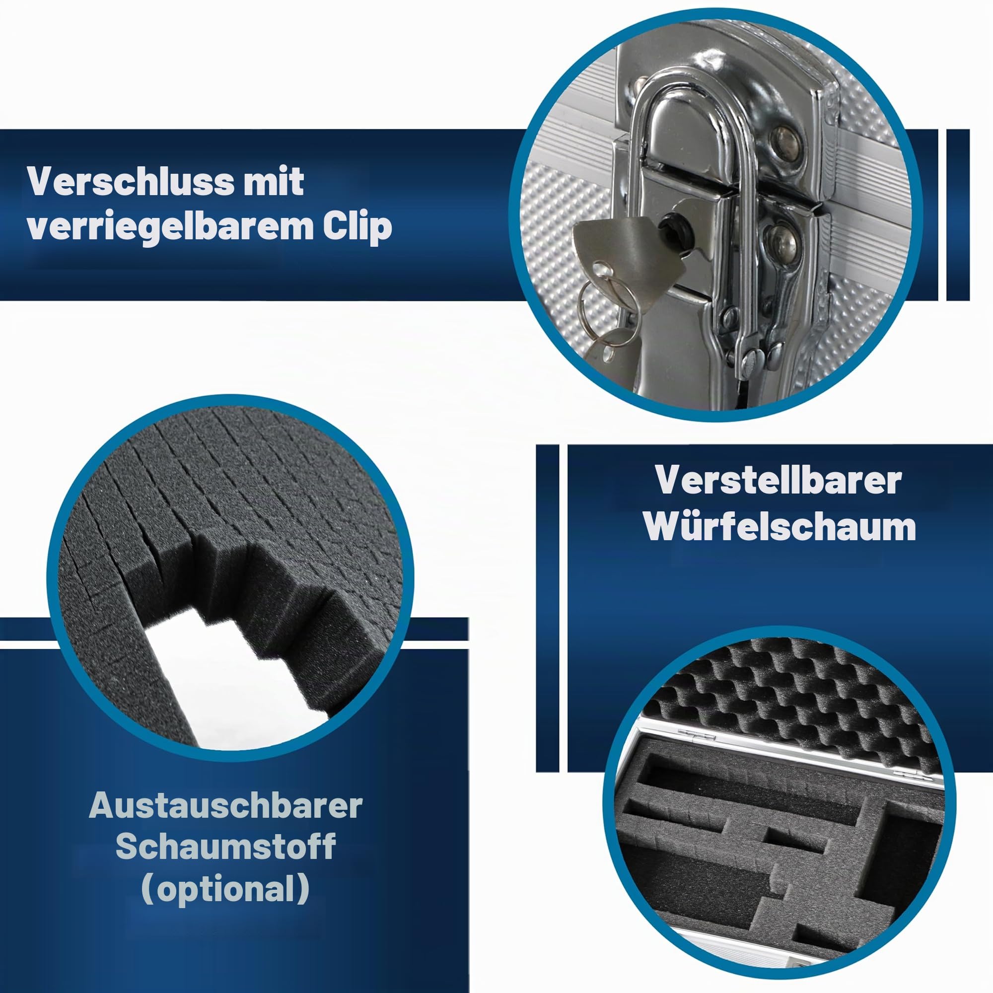PeakTech P 7265 Alukoffer – abschließbarer Universal-Transportkoffer mit Würfelschaumstoff – tragbarer Fotokoffer – robuster Alu Koffer mit Schutz vor Regen und Staub – Groß (390 x 280 x 100 mm)