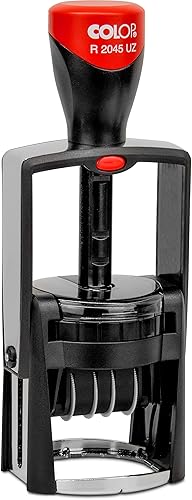 Miniatura 4 de MaxMark - Sello profesional de 12 horas y fecha autoentintado de alta resistencia con tinta azul de mensaje de texto personalizado