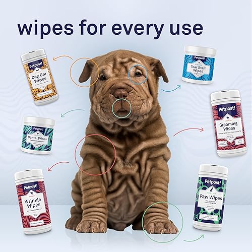 Miniatura 40 de Petpost Toallitas antiarrugas para perros 100 unidades limpiador de cara y arrugas de perro Toallitas suaves para mascotas con aceite de coco