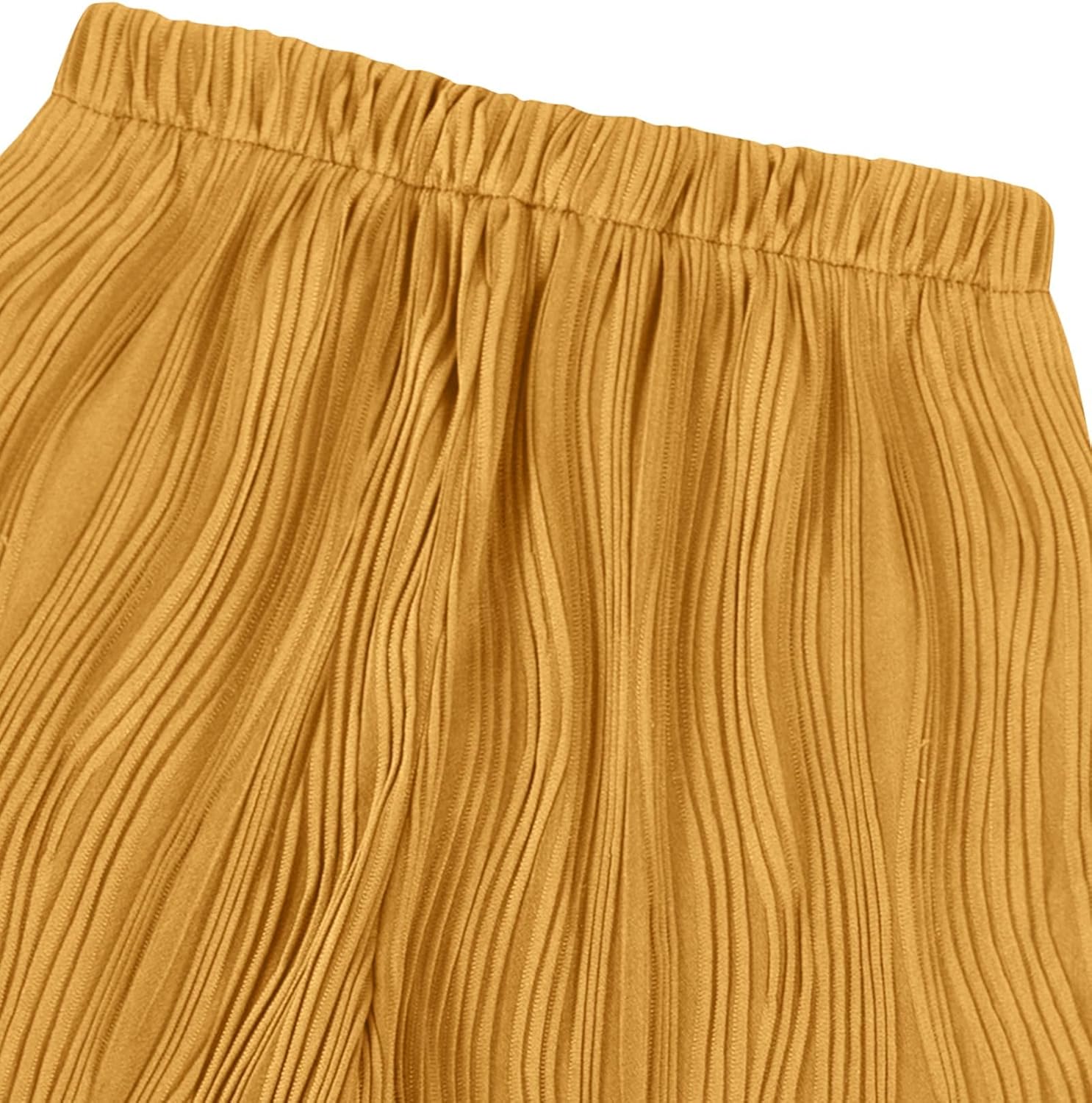 Girls Summer Shorts Cute Pleated Elastic Waist Textured Casual SweatShorts - Image 4