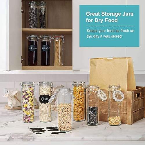 Miniatura 3 de Tarros de vidrio de 20 onzas con tapas herméticas para extracto de vainilla, paquete de 8 botellas de jugo de vidrio con tapas con bisagras y líneas