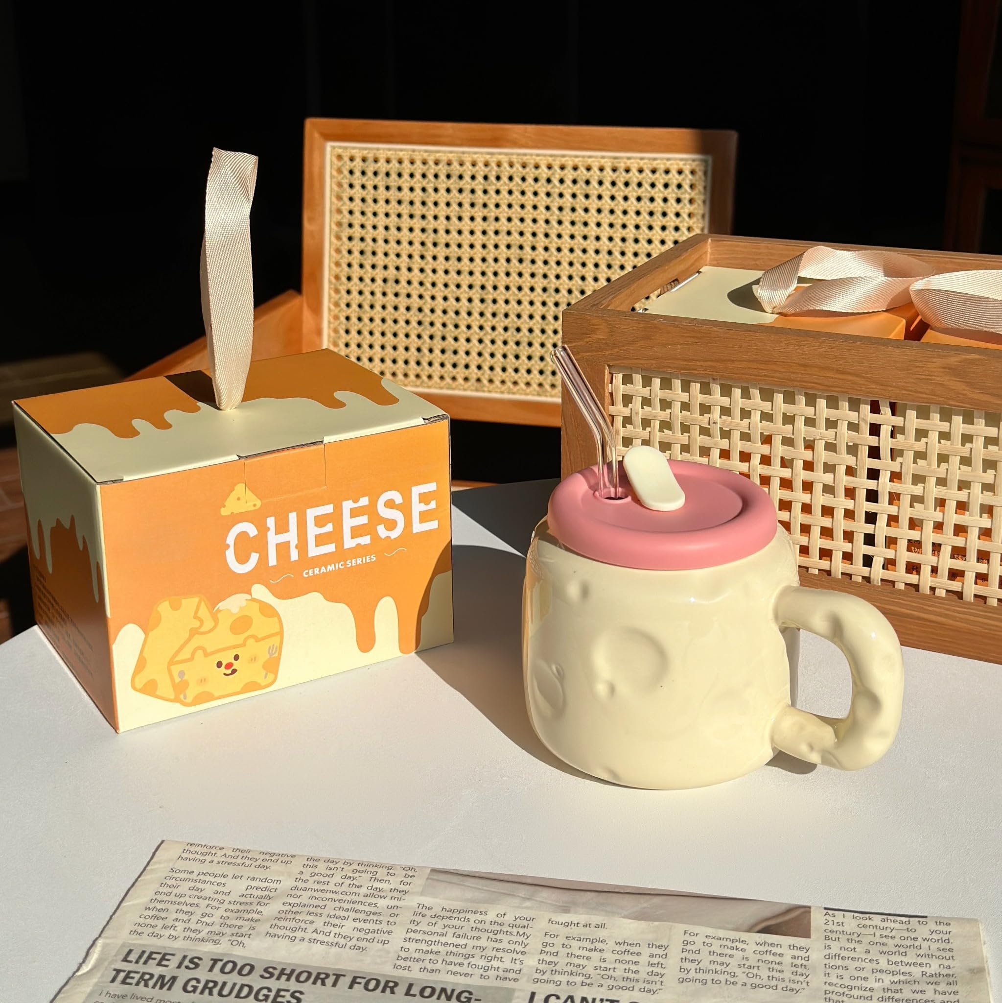 Amazon.com: Huniquedec 25oz Cheese-Shaped Ceramic Mug Set - ​​Cute