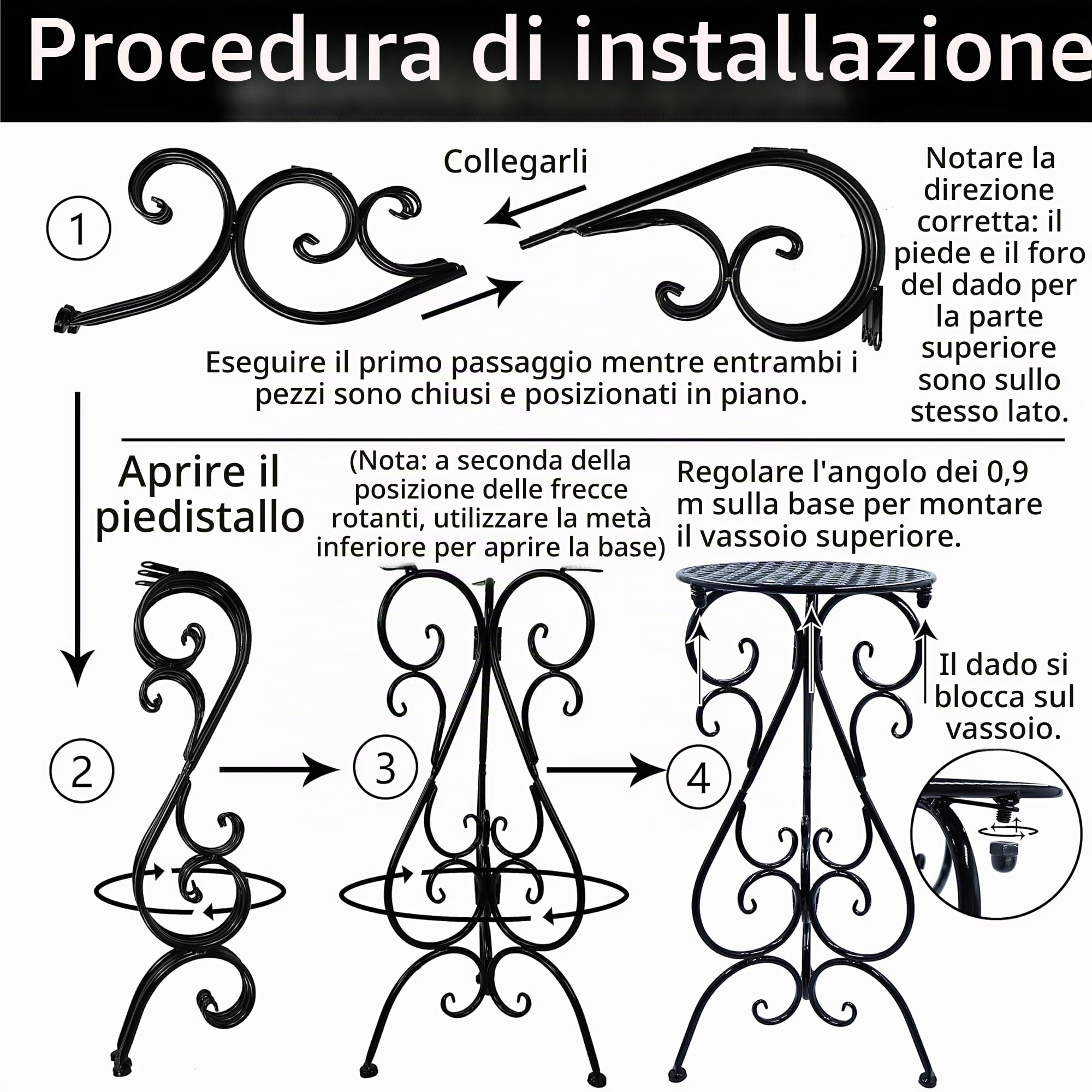 NAKUPE Supporto per piante per interni ed esterni, altezza 57 cm, supporto per vaso da fiori singolo, supporto per fioriera ad angolo, patio, balcone, giardino, portico, fattoria, nero (confezione da