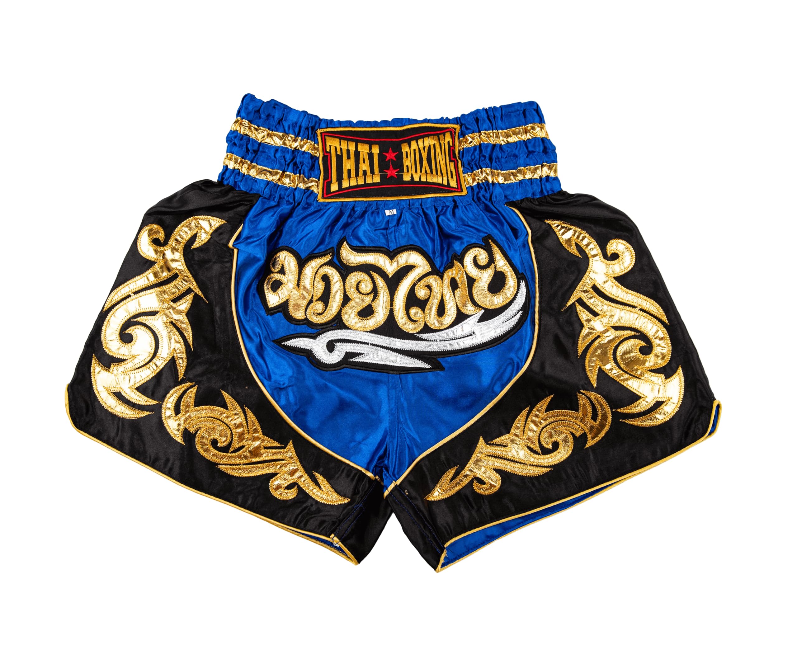 MUAY NATION Muay Thai Shorts for Men Women Slim Cut MMA Boxing Shorts Training Kickboxing Clothing Martial Arts Trunks (M, Blue)