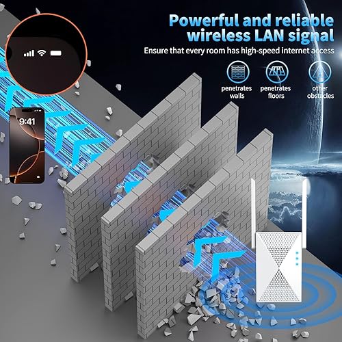 Miniatura 4 de Amplificador de señal WiFi, extensor de Internet, amplificador WiFi, con puerto Ethernet, repetidor inalámbrico para el hogar, largo alcance, cubre