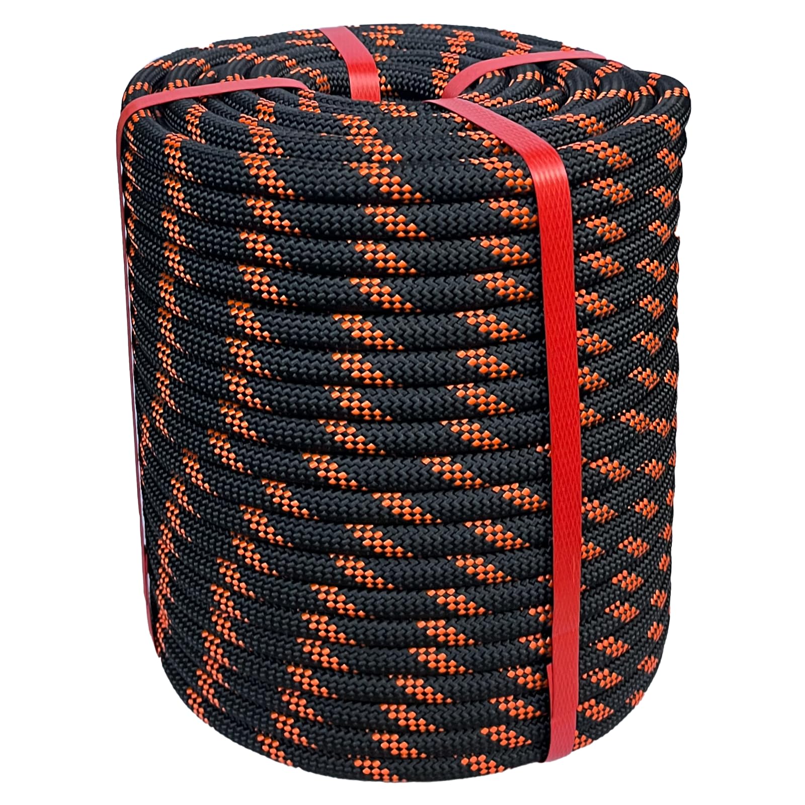 Arborist Rigging Rope 1/2 in x 200 Ft Black Bull Rope Polyester Braided Arborist Rope 1/2 inch 48 Strands 200 Feet for Various Outdoor Applications Construction Climbing Swing Sailing