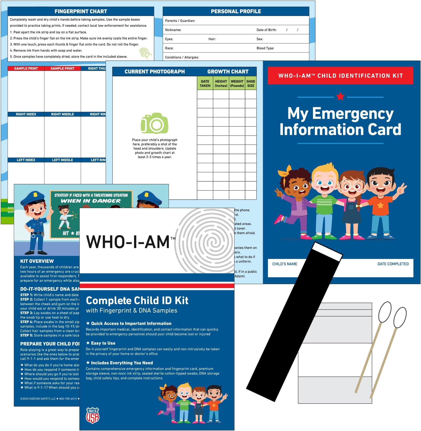 Child ID Kits with Fingerprint & DNA Samples (100 Pack)