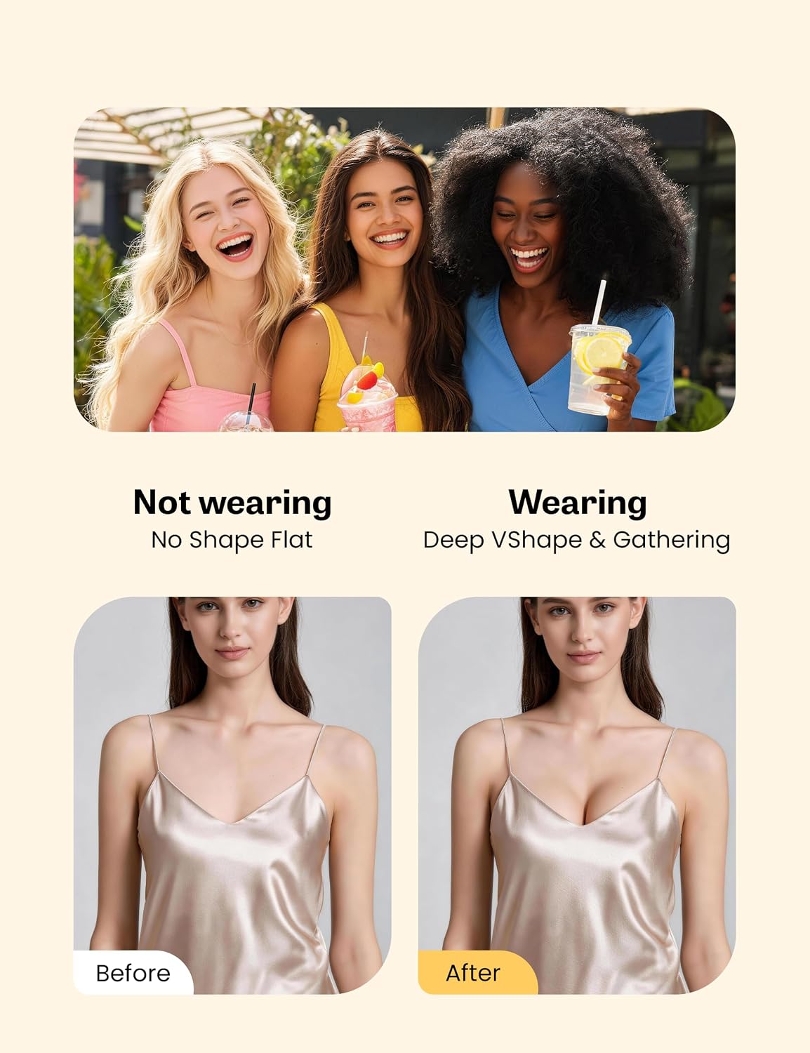 Rosefly Strapless Bras for Women, Sticky Push up, AB Adhesive, Backless Bra, Invisible Seamless Stick on for Dress