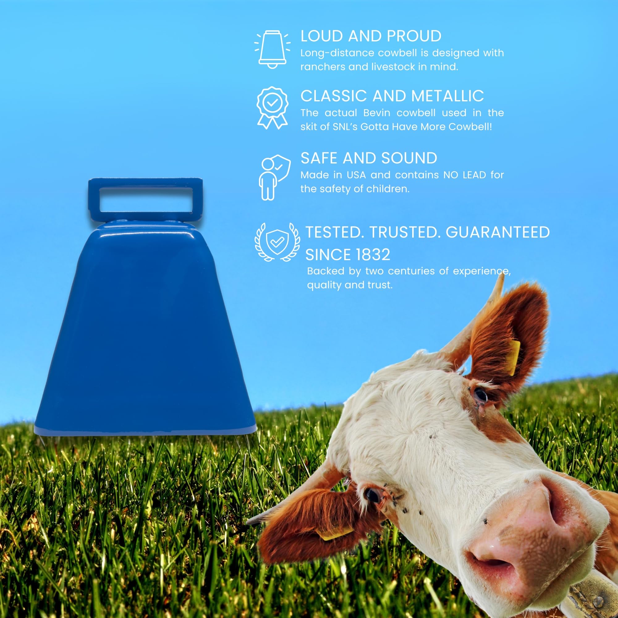 Copper Cowbell S Long Distance Cow Bell - 10LD Copper Steel (Made In USA) Bevin Bell Copper Cowbell S Long Distance Cow Bell - 10LD Copper Steel (Made In USA) Bevin Bell