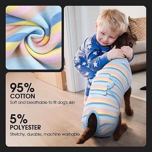 Miniatura 94 de Fuamey Traje de recuperación para perros, esterilización, protege la piel, antilamidos, heridas abdominales, mameluco para hembra, macho, cachorro