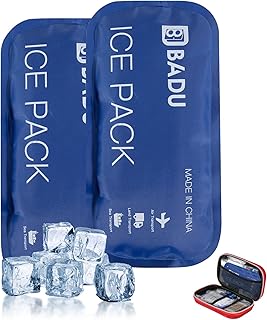 Gel Ice Packs for Injuries, Reusable, TSA Approved, Retention for 8-24 Hours, Suitable for Most Medication Cooler Travel Case, Packs of 2 (180g *2)