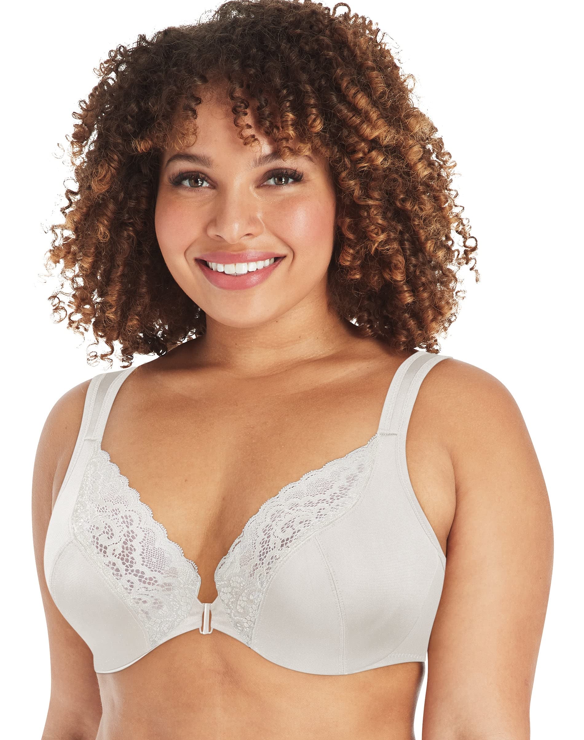 Playtex Womens Secrets Front-Close No-Poke Dreamwire Underwire Bra, Cooling Trusupport Bra, White, 40F