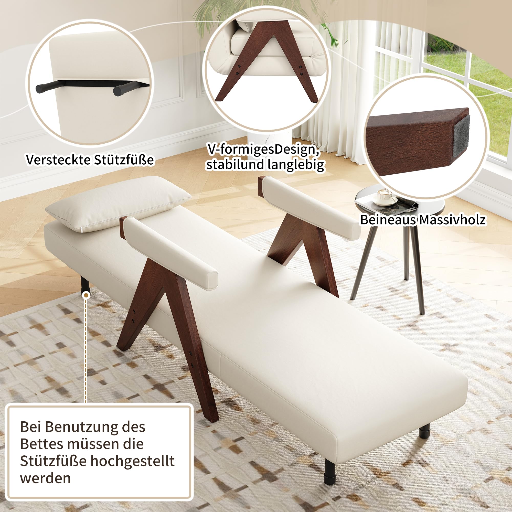 Kebnor Design Moderno: Poltrona Conversione 3 in 1 con Funzione di Sonno, Divano Letto Trasformabile, Pieghevole Imbottita, Lounge, Letto Singolo, Adatta per