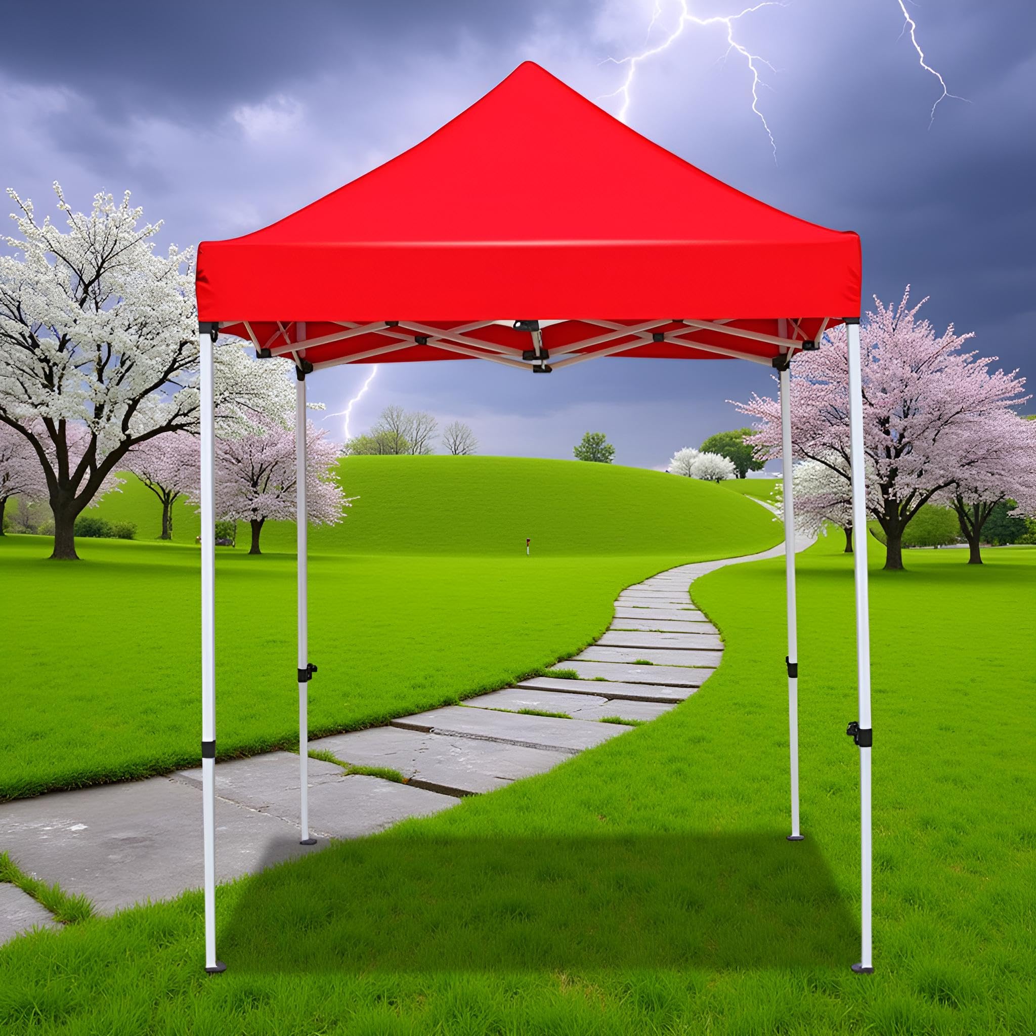 6X6 ft Waterproof UV Protective Foldable Gazebo Tent, 2x2 mtr Small popup Canopy Tent (Red)-image-43