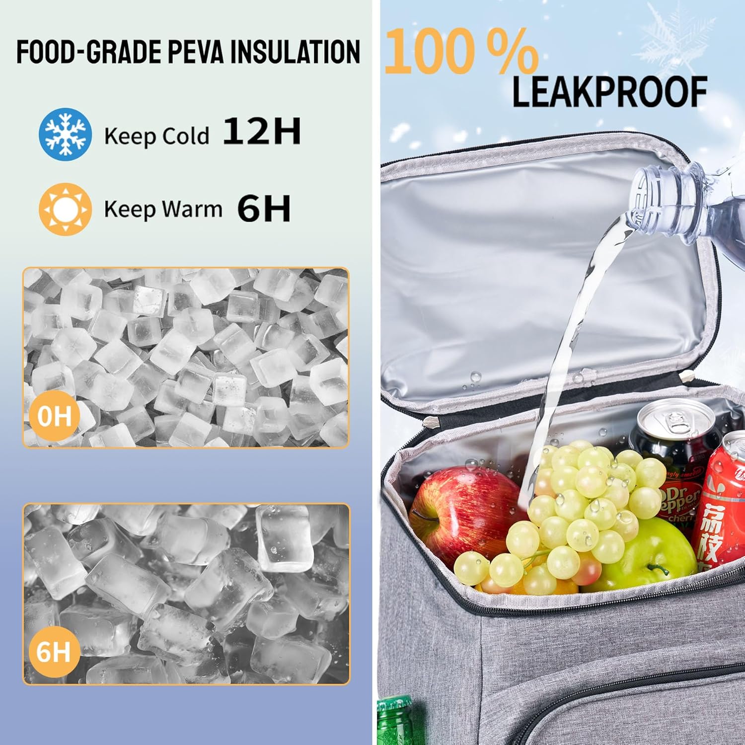 Cooler Backpack Large Insulated Leak Proof Lunch Backpack Portable Lightweight Cooler Bag for Travel Hiking Camping - Image 4