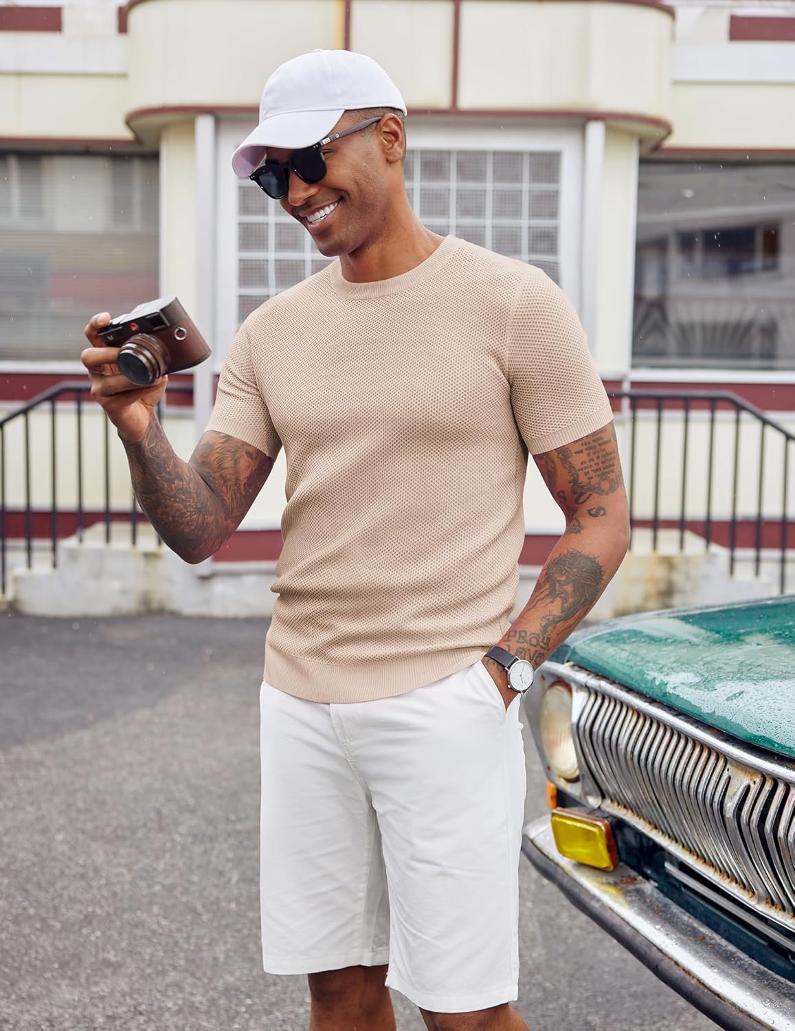 COOFANDY Men's T- Shirts Casual Short Sleeve Crewneck Shirts Solid Textured Knit Pullover Tees - Image 5