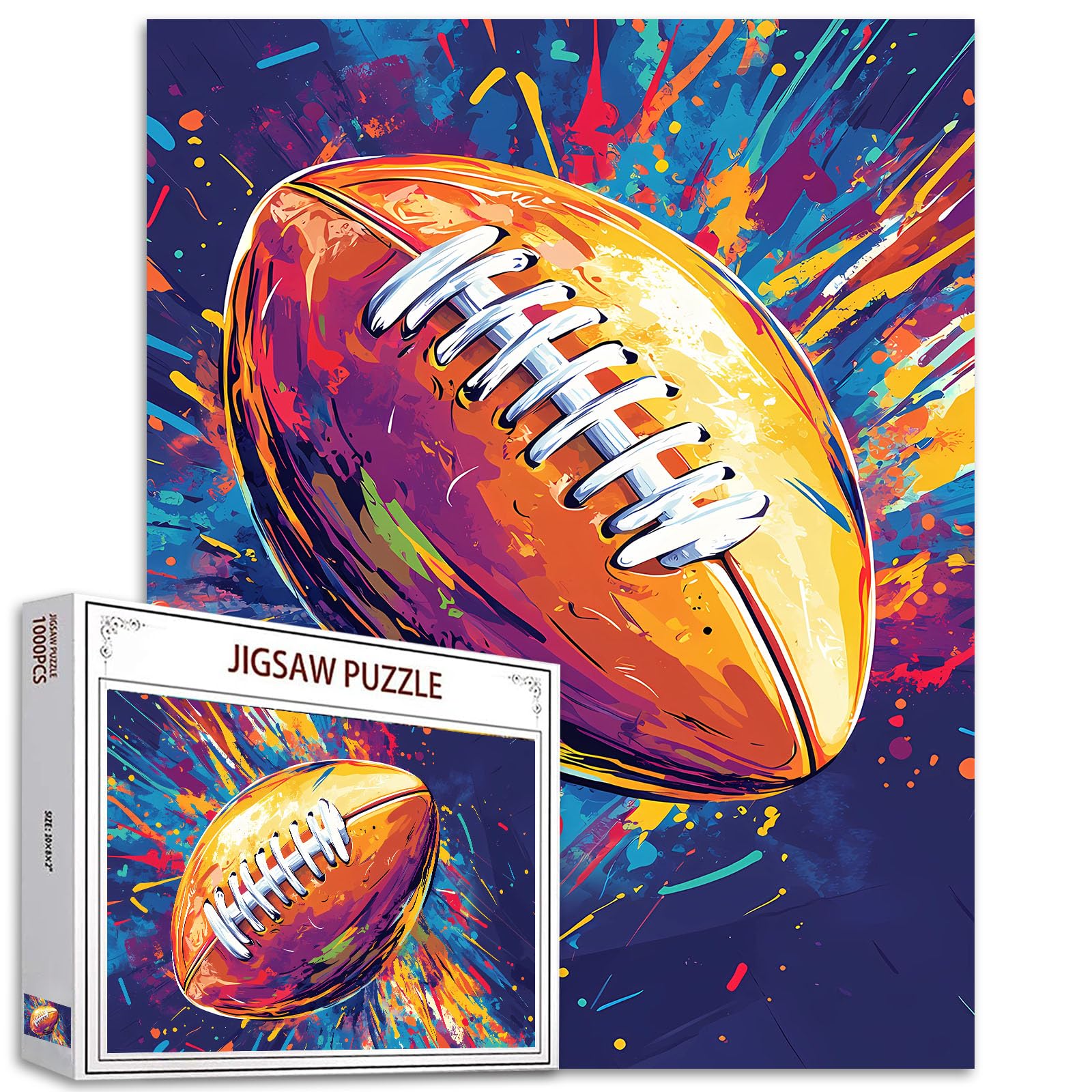 American Football 1000 Piece Jigsaw Puzzles for Adults and Children Rugby Graffiti Puzzles Doodle Art Puzzle Challenging Family Activity Games Colorful DIY Craft Puzzle Home Decor Gifts — image 1