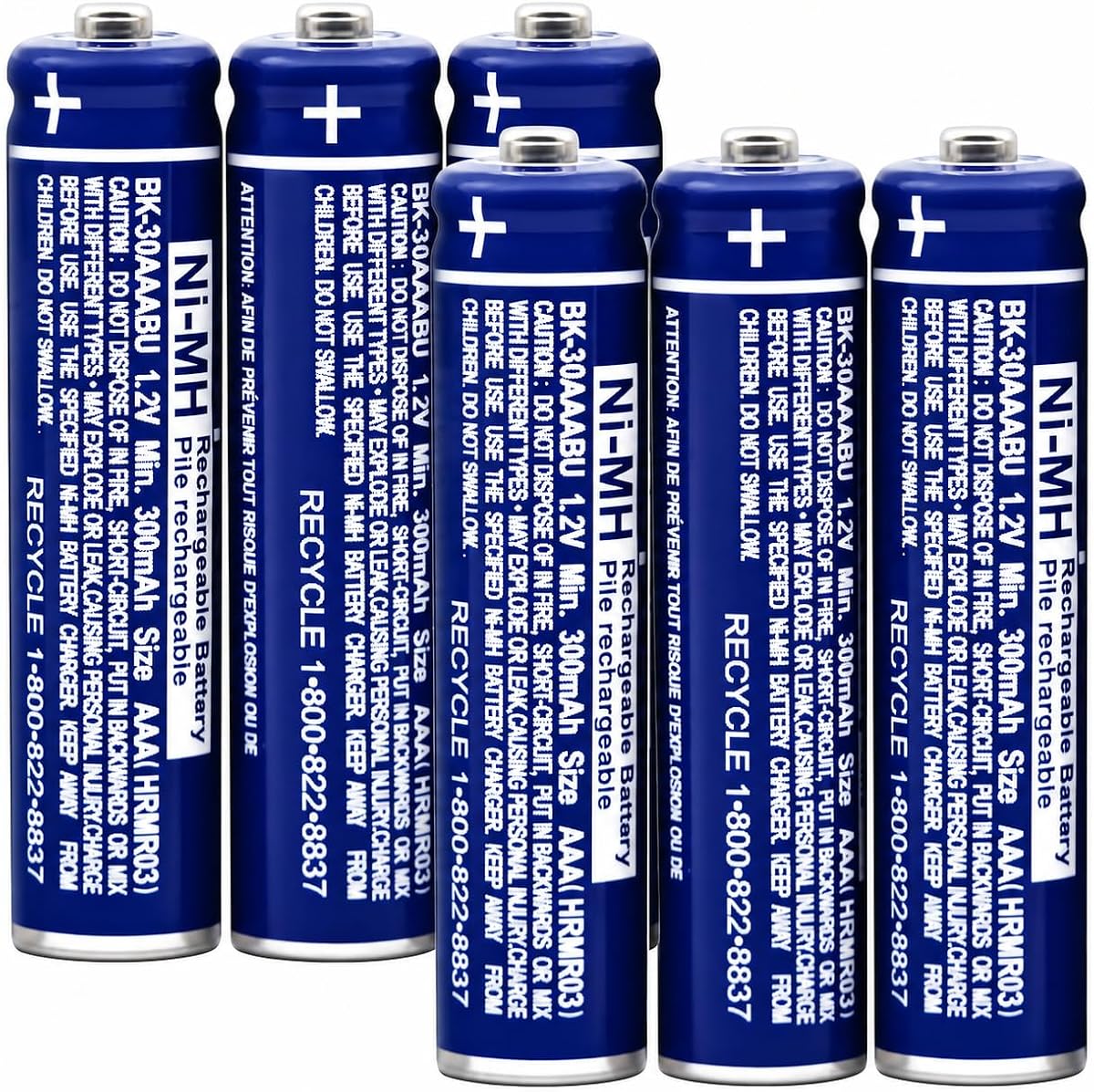 6-Pack BK-30AAABU Battery Pack for Panasonic Cordless Phone