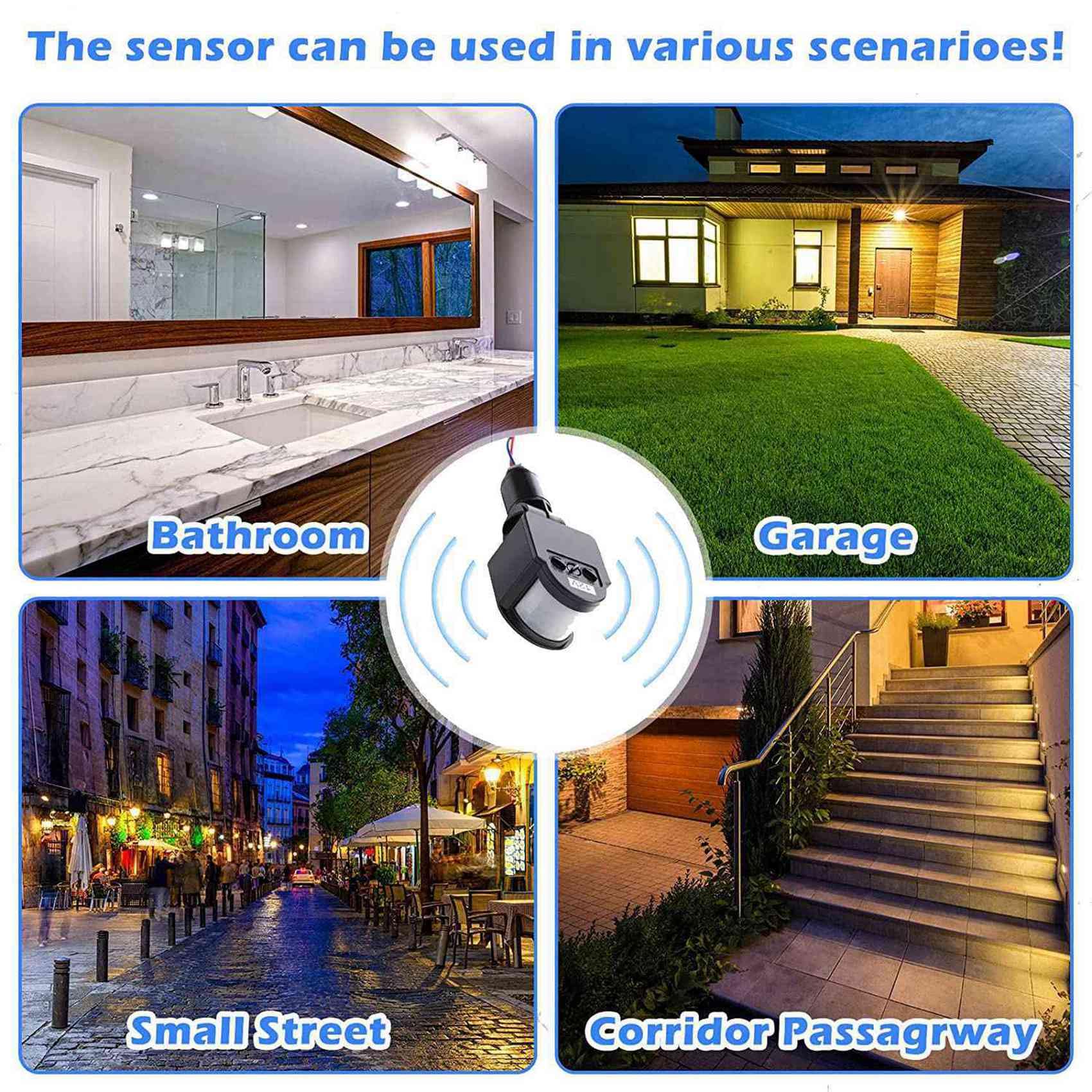 12x Sensore di Movimento 12V Sensore Pir Sensore un Infrarossi Automatico Rilevatore di Movimento Interruttore Luce Pir Esterno per Parete Interno Esterno