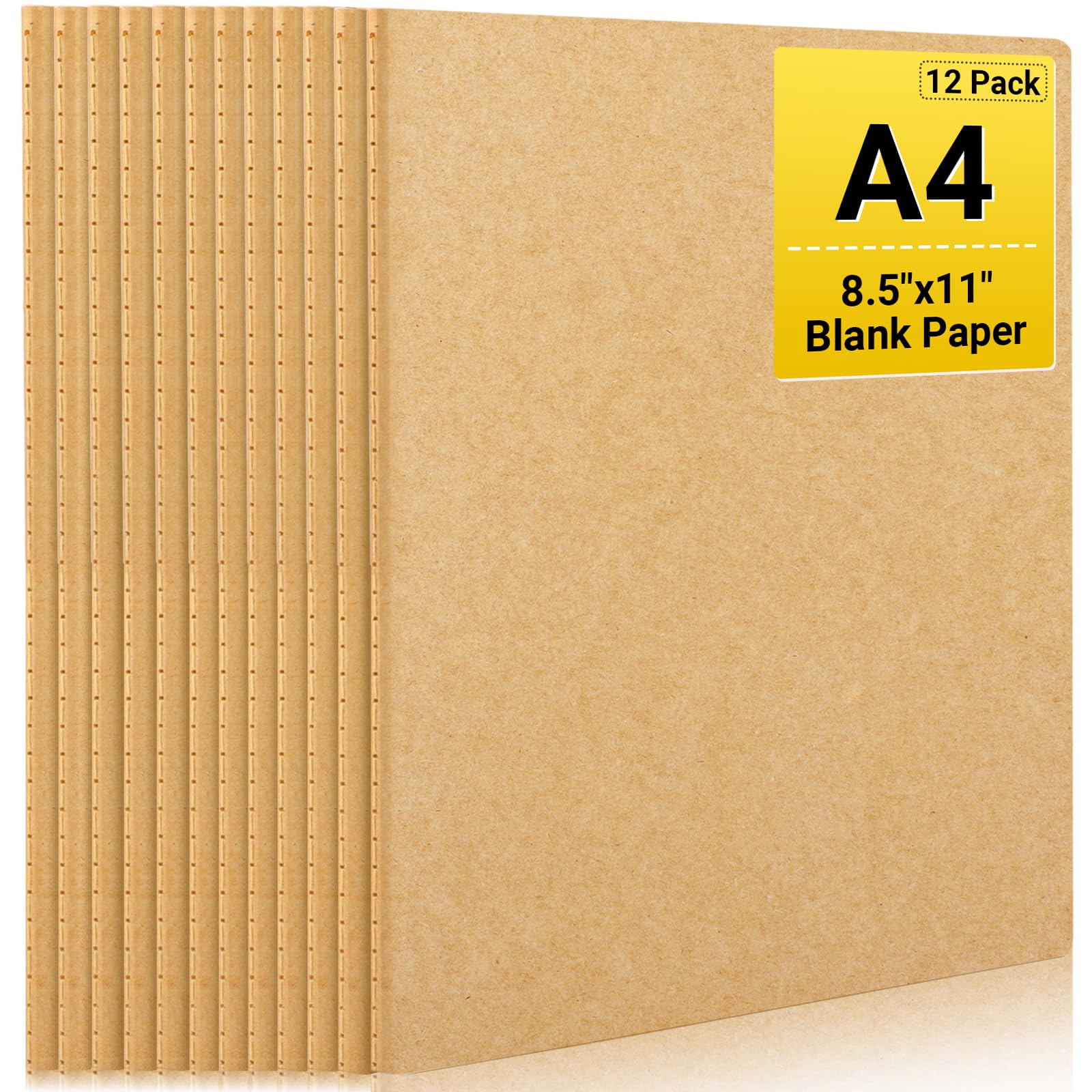 EUSOAR Quaderni in carta kraft, 12 confezioni grandi A4 21,6 x 27,9 cm, 40 fogli/80 pagine, diari sfusi per scrivere, album da disegno, composizione diario di viaggio, set per studenti e ufficio