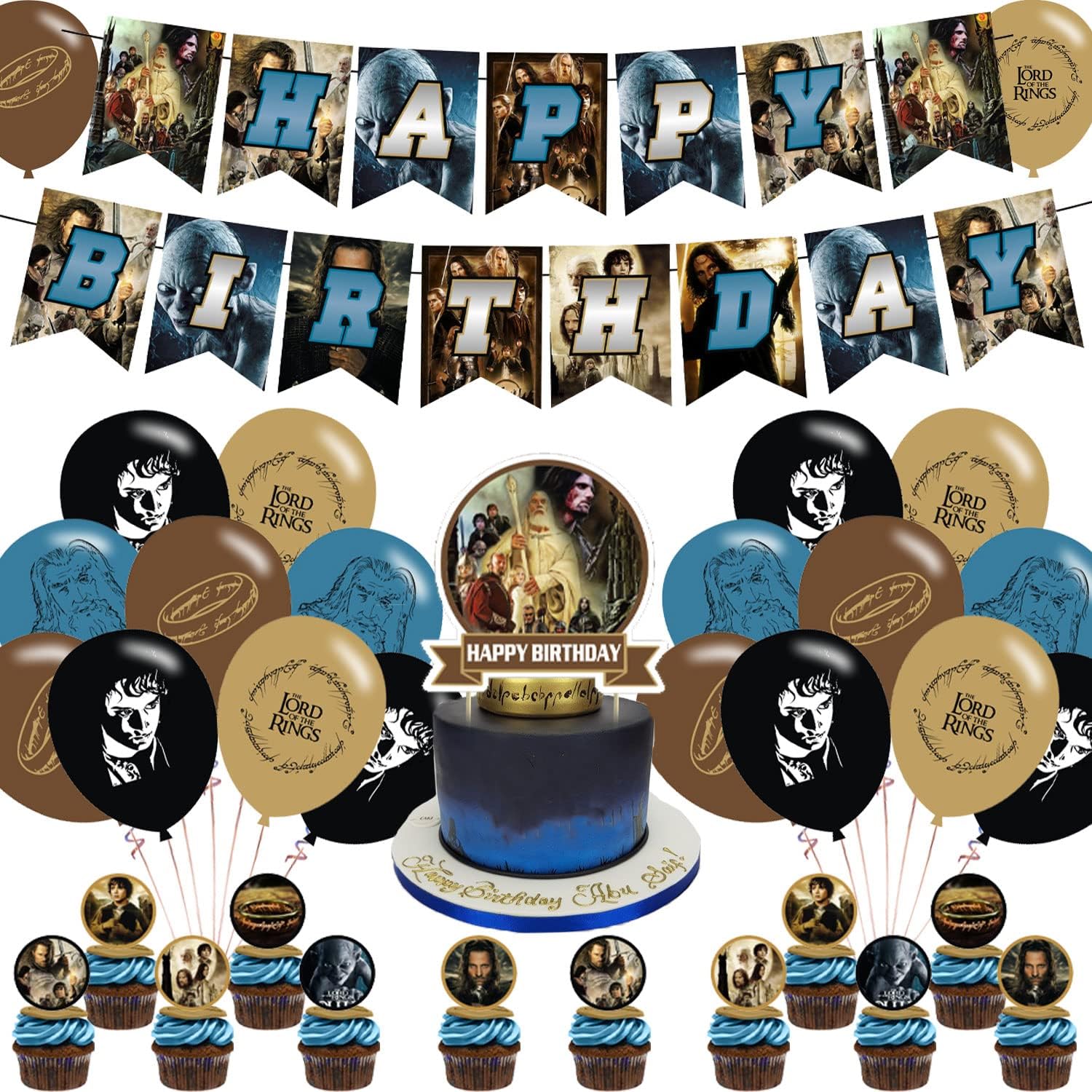 THREEMAO The Lord of the Rings Party Supplies,The Lord of the Rings Party Decorations Includes Banner, Cake Toppers, Balloon for Party Decorations