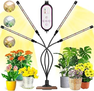Plant Light for Indoor Plants,Garpsen Grow Light 4 Arms 80 LED Sunlike Plant Grow Lamp,4/8/12H Timing 10 Dimmable Levels Full Spectrum Grow Lights for Indoor Plants Greenhouse Hydroponics Succulent (Newest Controller)