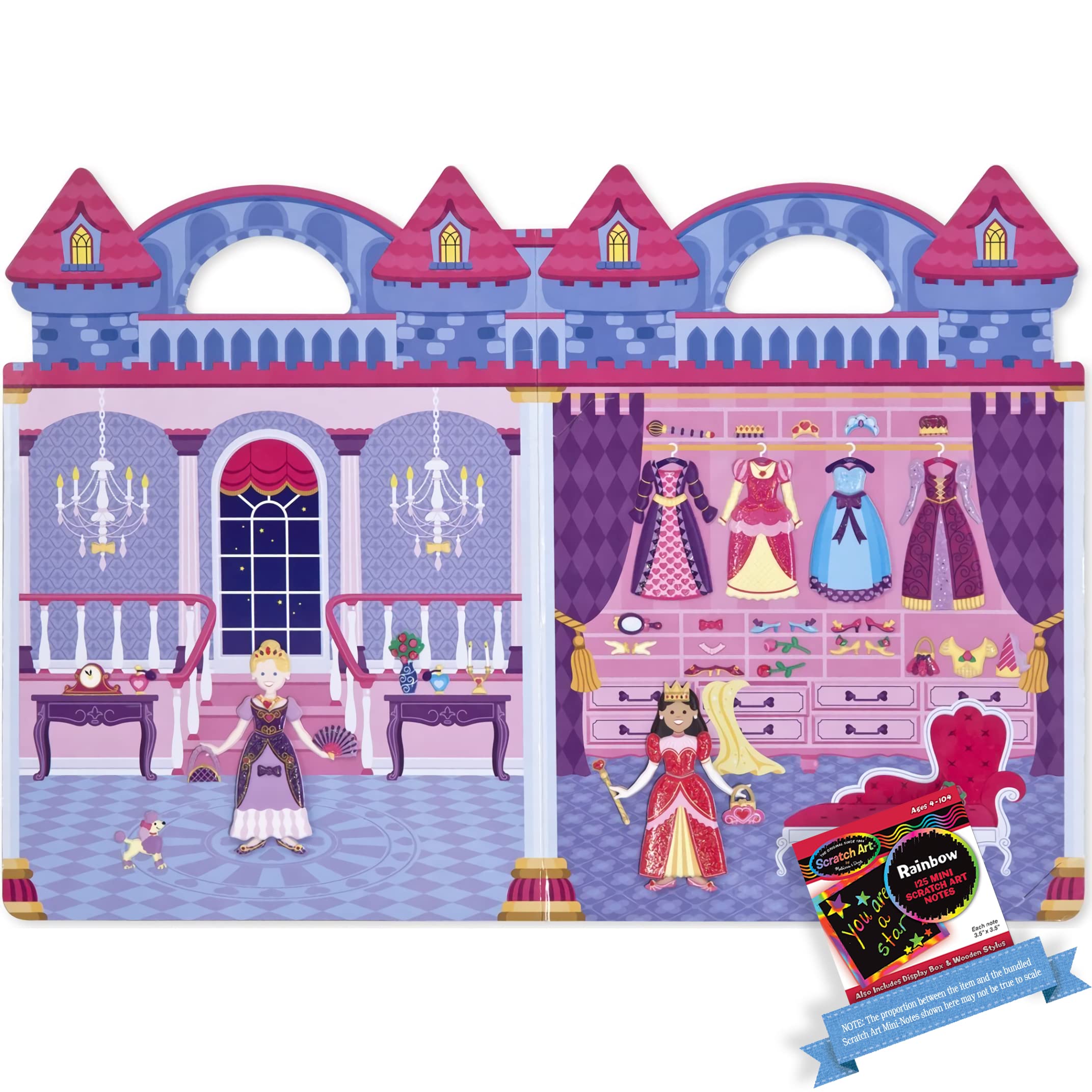 Melissa & Doug Princess: Puffy Sticker Play Set Bundle with 1 Theme Compatible M&D Scratch Fun Mini-Pad (09100)